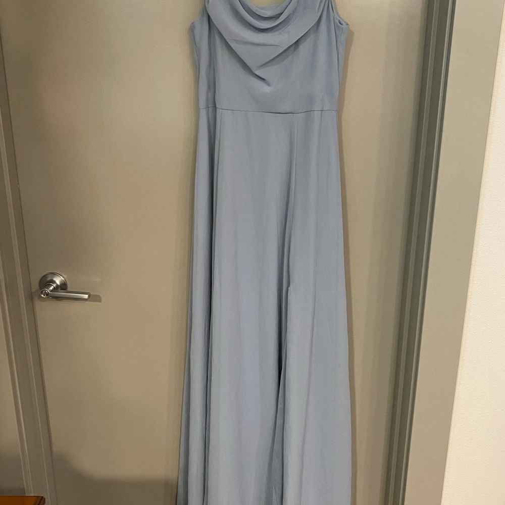 David’s Bridal Dusty Blue Sleeveless Dress